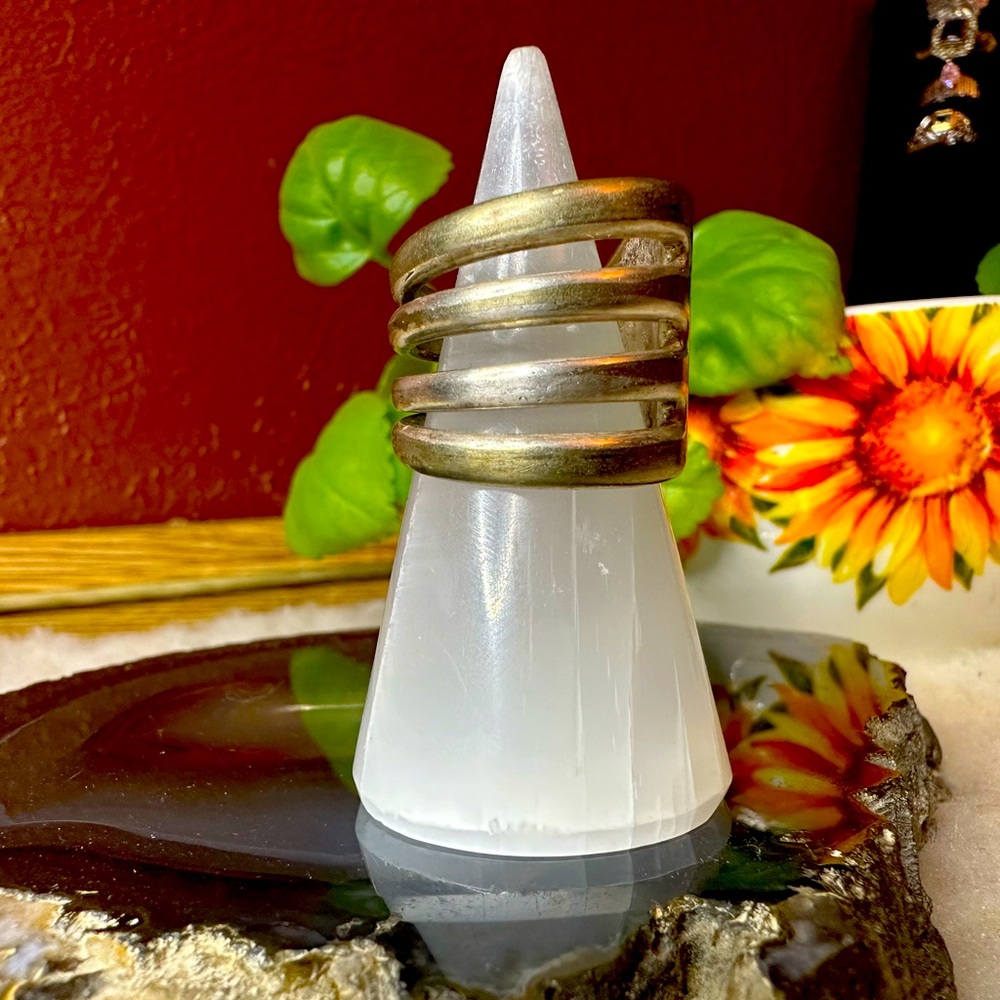 Handmade fork spoon ring 925 sterling silver plated vintage size 8 boho retro